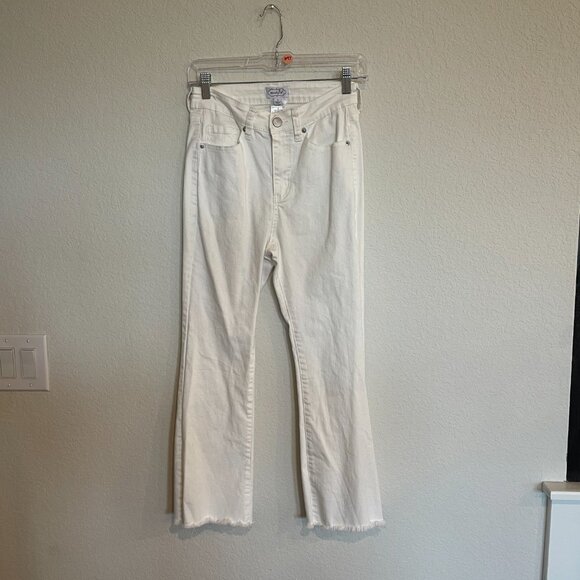Mudpie White Cropped Skinny Jeans Raw Hem - Picture 1 of 7